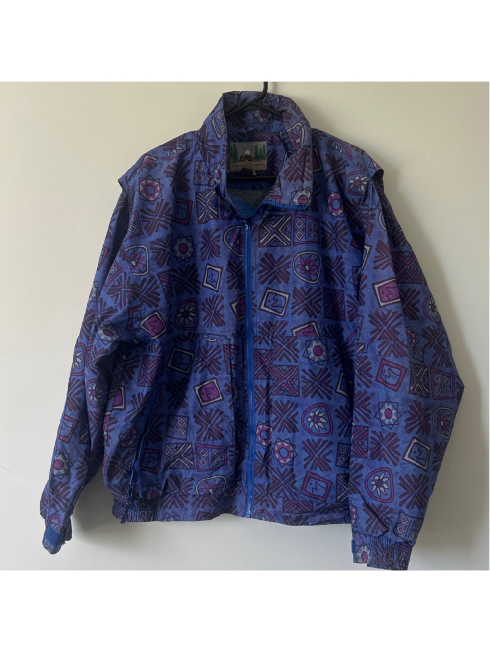 Vintage 90s EMS All Over Print Windbreaker Jacket Size L Purple